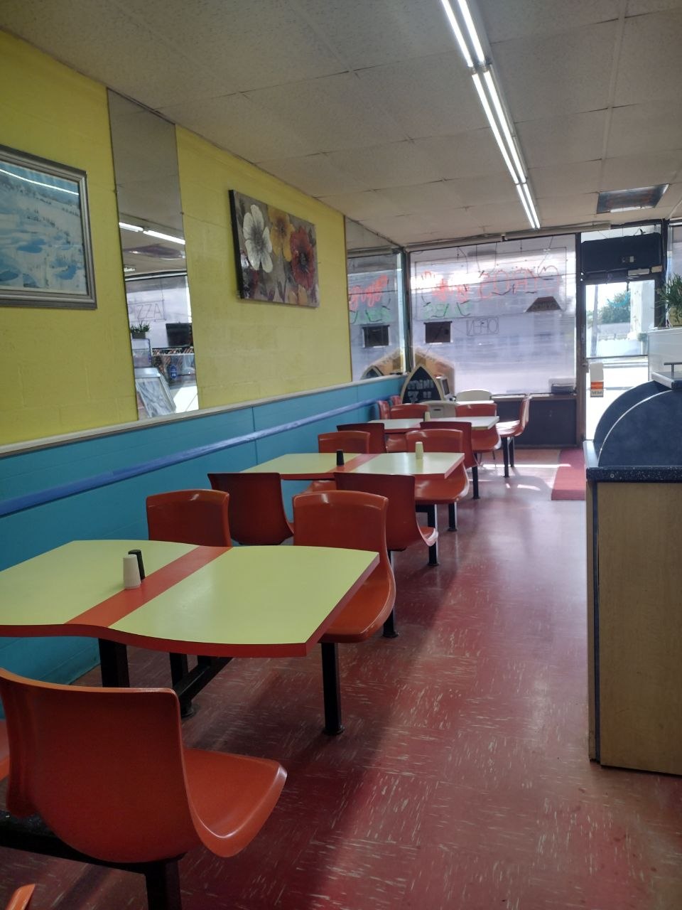 Sinbad's dining room and storefront windows in Ocean City, MD